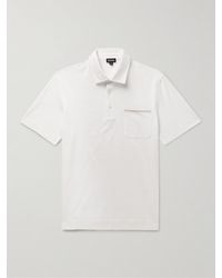 ZEGNA - Slim-Fit Nubuck-Trimmed Cotton-Piqué Polo Shirt - Lyst