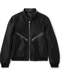 Tom Ford - Leather-Trimmed Wool And Silk-Blend Bomber Jacket - Lyst