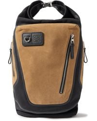 Loewe - Flex Logo-Embossed Suede And Canvas Backpack - Lyst