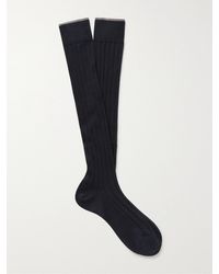 Brunello Cucinelli Ribbed Cotton Socks - Blue