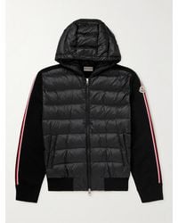 Moncler - Slim-Fit Ribbed Wool And Quilted Shell Down Hooded Zip-Up Cardigan - Lyst