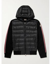 Moncler - Slim-fit Ribbed Wool And Quilted Shell Down Hooded Zip-up Cardigan - Lyst