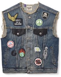 GALLERY DEPT. - Midnight Leather-trimmed Appliquéd Denim Vest - Lyst
