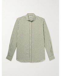 Boglioli - Cutaway-collar Striped Linen And Cotton-blend Shirt - Lyst