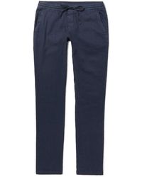 Loro Piana - Slim-fit Stretch Linen And Cotton-blend Drawstring Trousers - Lyst