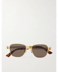 Bottega Veneta - Square-Frame-Tone Metal Sunglasses - Lyst
