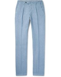 Massimo Alba - Ionio2 Straight-Leg Pleated Linen Trousers - Lyst