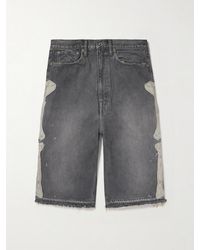 Kapital - Wide-Leg Appliquéd Distressed Denim Shorts - Lyst