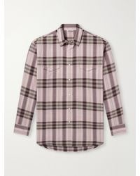 AURALEE - Checked Cotton And Silk-Blend Flannel Shirt - Lyst