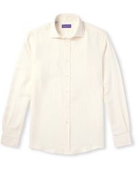 Ralph Lauren Purple Label - Cutaway-collar Silk And Linen-blend Shirt - Lyst