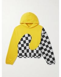 ERL - Panelled Checkerboard Cotton-jersey Hoodie - Lyst