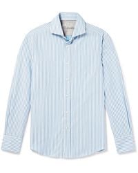 Brunello Cucinelli - Slim-fit Striped Cotton Oxford Shirt - Lyst