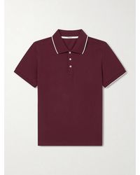 Saint Laurent - Schmal geschnittenes Polohemd aus Baumwoll-Piqué mit Logostickerei - Lyst