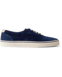 Brunello Cucinelli - Leather-trimmed Suede Sneakers - Lyst