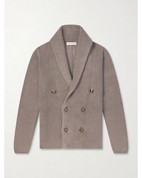 Brunello Cucinelli - Shawl-Collar Double-Breasted Ribbed Cotton Cardigan - Lyst