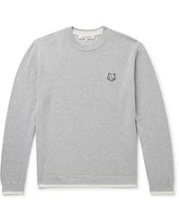 Maison Kitsuné - Slim-fit Logo-appliquéd Cotton Sweater - Lyst