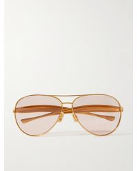 Bottega Veneta - Sardine Aviator-style Gold-tone Sunglasses - Lyst