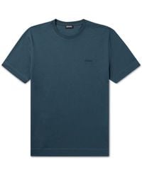 ZEGNA - Slim-Fit Logo-Embroidered Cotton-Jersey T-Shirt - Lyst