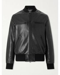 Golden Bear - The Ridgewood Knit Trimmed Leather Bomber Jacket - Lyst