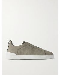Zegna - Triple Stitchtm Leather-trimmed Canvas Sneakers - Lyst