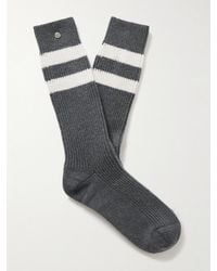 God's True Cashmere - Shadow Sunstone-Embellished Striped Ribbed Cashmere-Blend Socks - Lyst