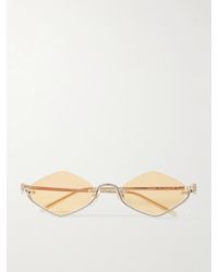 Gucci - Goldfarbene Sonnenbrille mit eckigem Rahmen - Lyst