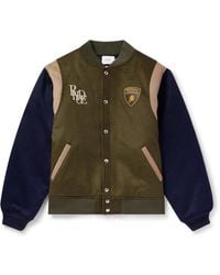 Rhude - Lamborghini Embroidered Wool-Blend Flannel Varsity Jacket - Lyst