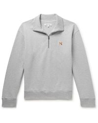 Maison Kitsuné - Logo-appliquéd Cotton-jersey Half-zip Sweatshirt - Lyst