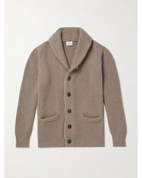 Kingsman - Shawl-Collar Ribbed Wool And Cashmere-Blend Cardigan - Lyst