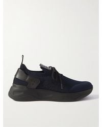 Berluti - Shadow Sneakers aus Stretch-Strick mit Besatz aus Venezia-Leder - Lyst