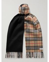 Burberry - Reversible Fringed Checked Cashmere Scarf - Lyst