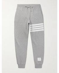 Thom Browne - Tapered Striped Cotton-Jersey Sweatpants - Lyst