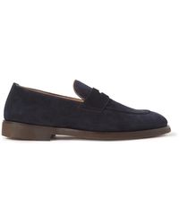 Brunello Cucinelli - Leather-trimmed Suede Penny Loafers - Lyst