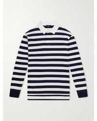 dunhill - Striped Cotton And Cashmere Polo Shirt - Lyst