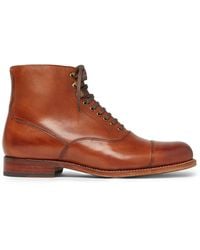 Grenson - Leander Cap-toe Burnished-leather Boots - Lyst