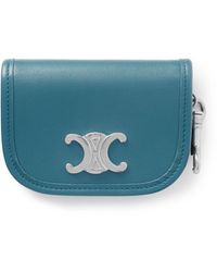 Celine - Nano Logo-Embellished Leather And-Tone Keyring Wallet - Lyst