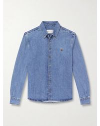 Ami Paris - Button-Down Collar Logo-Embroidered Denim Shirt - Lyst
