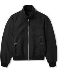Tom Ford - Leather-Trimmed Wool And Silk-Blend Twill Bomber Jacket - Lyst