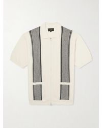 Beams Plus - Striped Knitted Half-zip Polo Shirt - Lyst