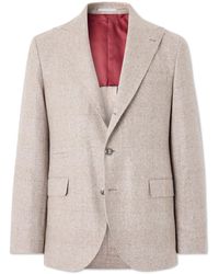 Brunello Cucinelli - Prince Of Wales Checked Silk, Wool And Cashmere-Blend Suit Jacket - Lyst