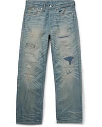 RRL - Straight-Leg-Dyed Distressed Selvedge Jeans - Lyst