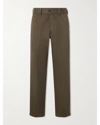Drake's - Straight-Leg Peached Cotton-Twill Trousers - Lyst