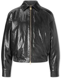 Versace - Padded Snake-Effect Leather Blouson Jacket - Lyst