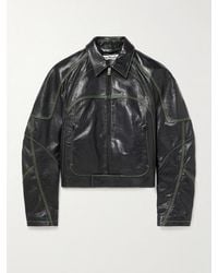 Acne Studios - Logo-Embroidered Panelled Leather Jacket - Lyst
