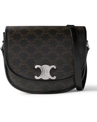 Celine - Besace Triomphe Medium Leather-Trimmed Logo-Print Coated-Canvas Messenger Bag - Lyst