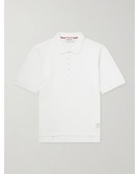 Thom Browne - Striped Logo-appliqué Cotton-jersey Polo Shirt - Lyst
