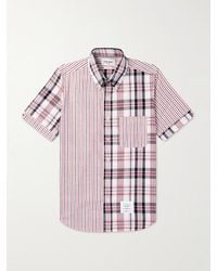 Thom Browne - Funmix Slim-Fit Button-Down Collar Striped Cotton-Madras Shirt - Lyst