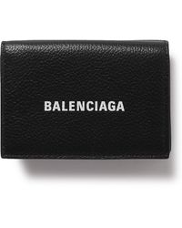 Balenciaga - Logo-print Full-grain Leather Trifold Wallet - Lyst