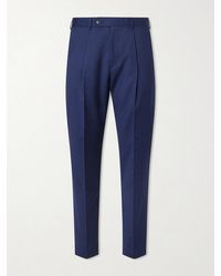 Paul Smith - Tapered Pleated Checked Wool Trousers - Lyst