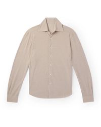 STÒFFA - Spread-collar Cotton And Silk-blend Piqué Shirt - Lyst